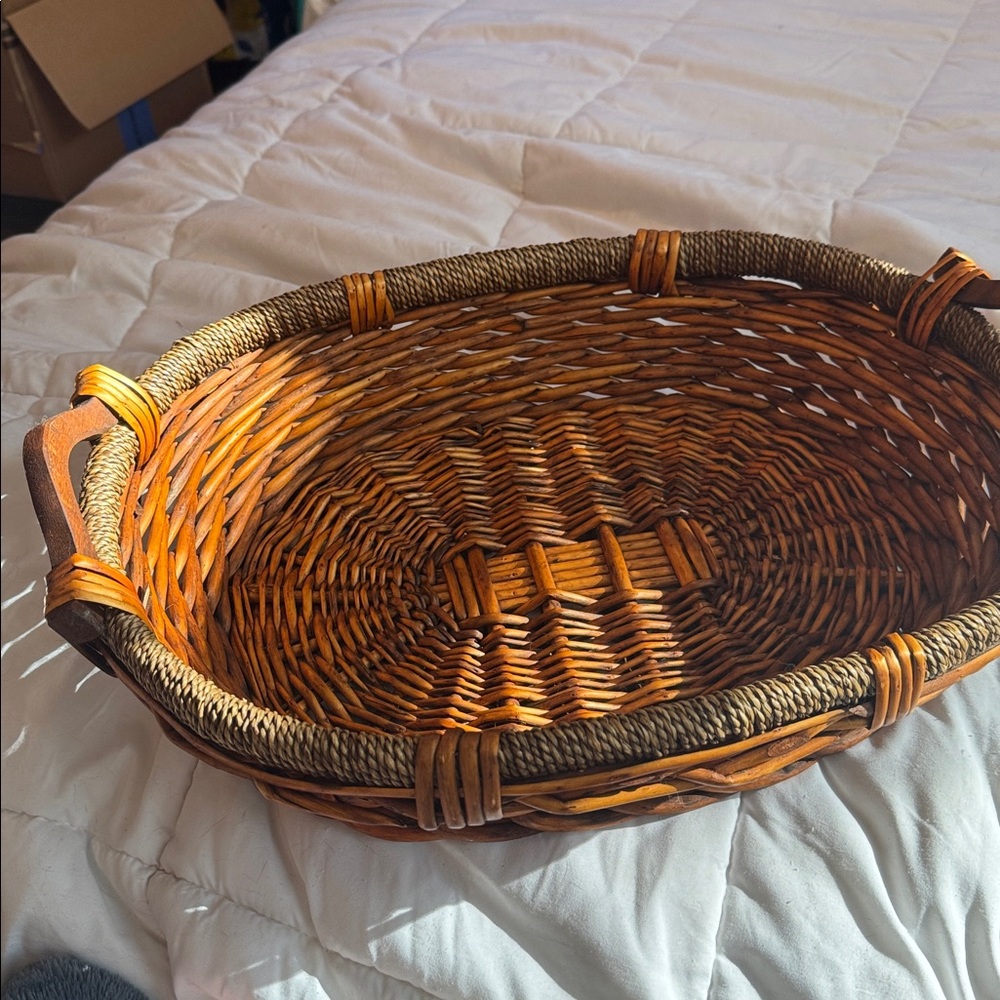 Woven Oval Basket with Handles